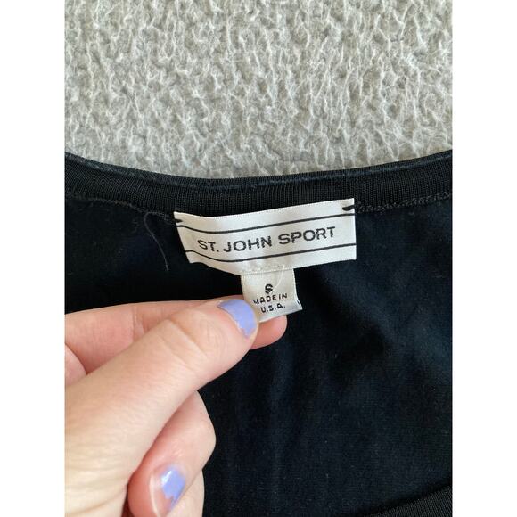 St. John Sport Top Small Short Sleeve Round Neck Raglan T Shirt Black Classic - Picture 5 of 12